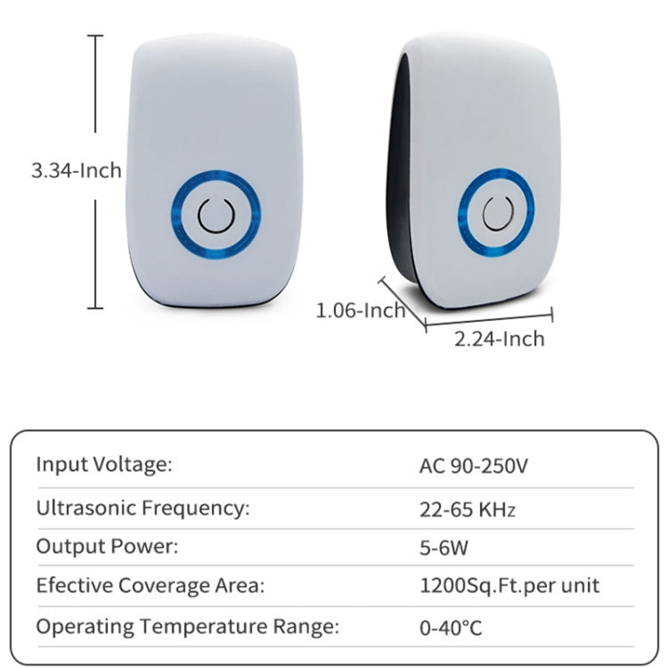 H12 2 PCS Ultrasonic Electronic Mouse Repeller Household Mini Mosquito Repeller, Product specification: AU Plug(White)
