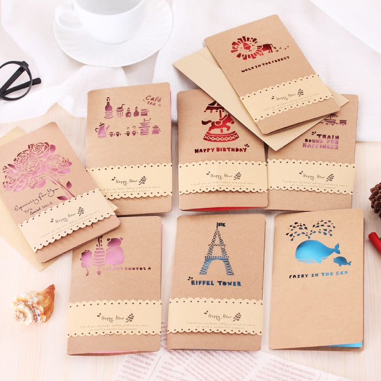 15 PCS Hollow Kraft Paper Greeting Card Holiday Personalized Greeting Card