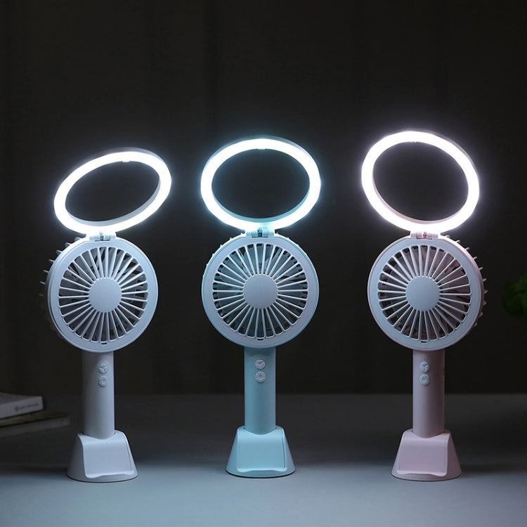 TF02 Handheld Desk Lamp Fan Mini Portable USB Mobile Phone Holder Fan(White)