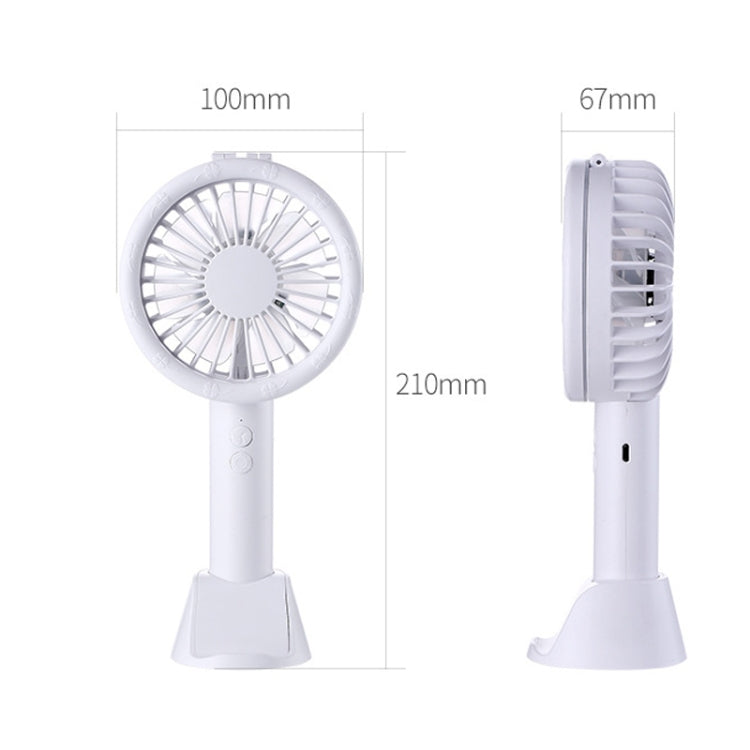TF02 Handheld Desk Lamp Fan Mini Portable USB Mobile Phone Holder Fan(White)