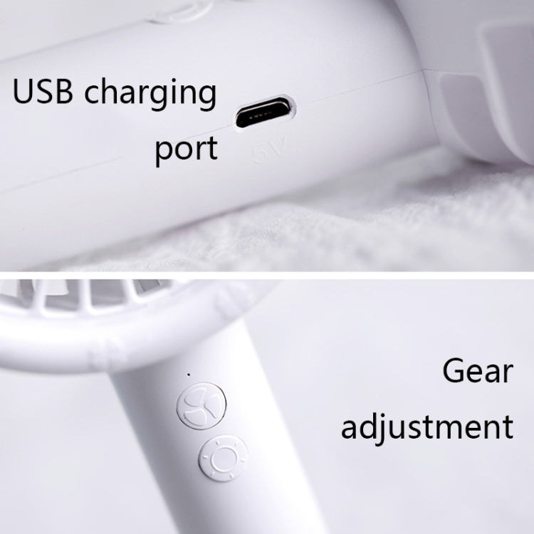 TF02 Handheld Desk Lamp Fan Mini Portable USB Mobile Phone Holder Fan(White)