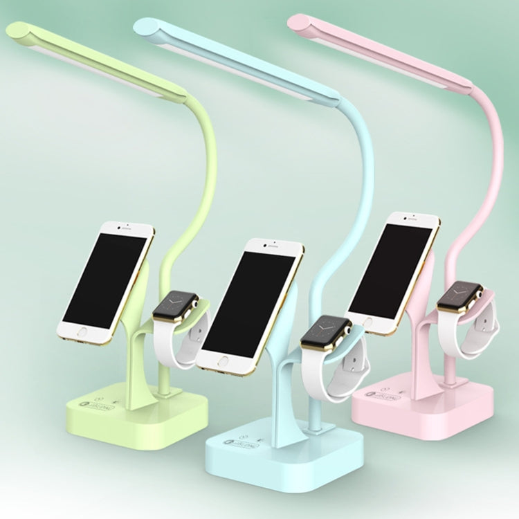 550TD1 Multi-function Mobile Phone Holder Stepless Dimming Table Lamp LED Learning Eye Protection Reading Lamp(Green)
