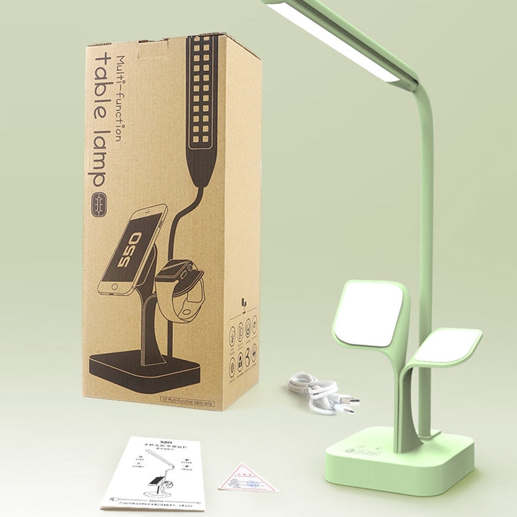 550TD1 Multi-function Mobile Phone Holder Stepless Dimming Table Lamp LED Learning Eye Protection Reading Lamp(Green)