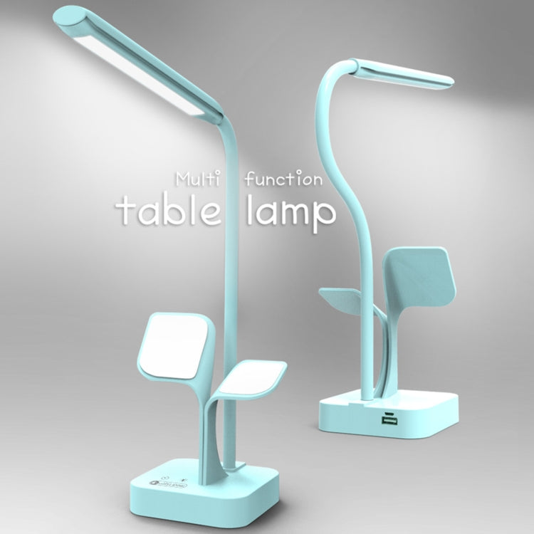 550TD1 Multi-function Mobile Phone Holder Stepless Dimming Table Lamp LED Learning Eye Protection Reading Lamp(Green)