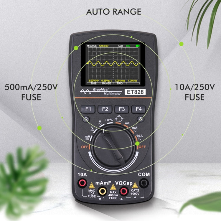 ET828 2 In 1 2 In 1 Oscilloscope Multimeter 2.4 Inch Color Screen Meter Digital Resistance Frequency Tester 1MHz 2.5Msps Meter