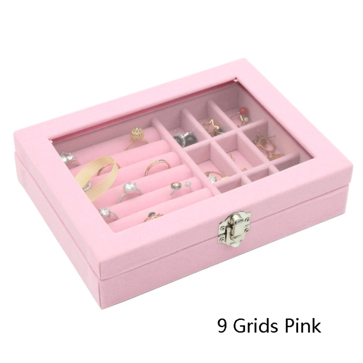 Home Glass Lid Flannel Storage Jewelry Box With Lid