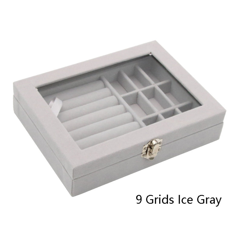 Home Glass Lid Flannel Storage Jewelry Box With Lid