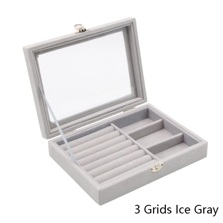 Home Glass Lid Flannel Storage Jewelry Box With Lid