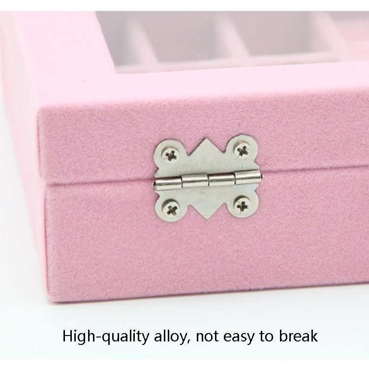 Home Glass Lid Flannel Storage Jewelry Box With Lid