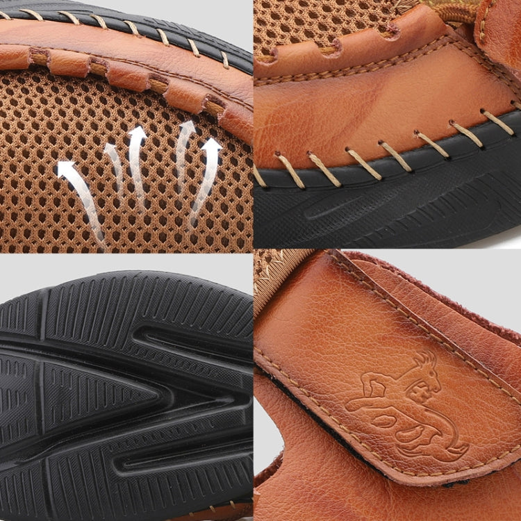 Men Summer Leather Toe Cap Outdoor Sandals Breathable Casual Shoes, Size: 39
