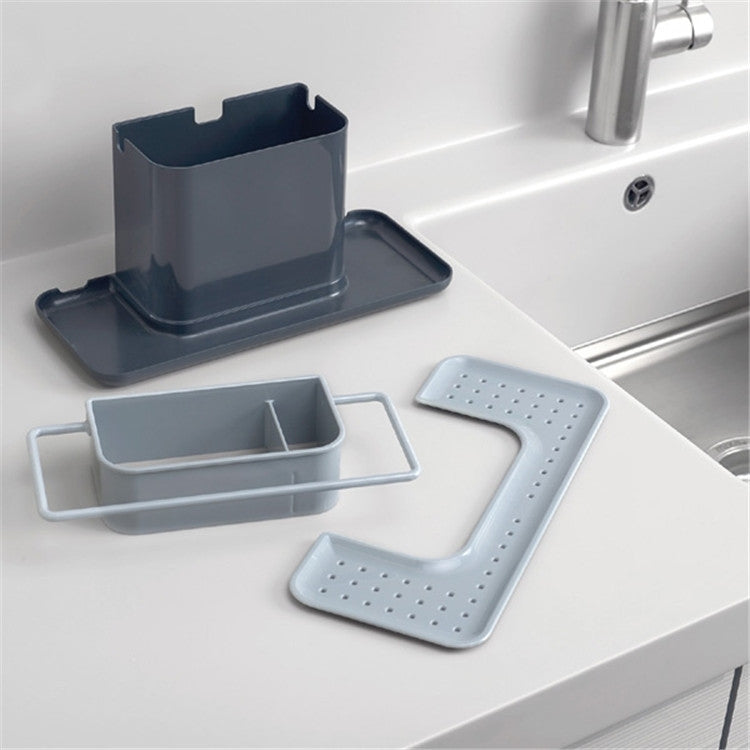 Kitchen Multifunctional Sponge Rag Drain Rack Desktop Convenient Shelf (Black)