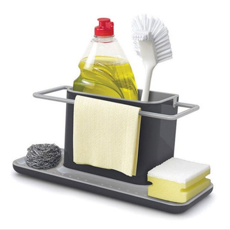 Kitchen Multifunctional Sponge Rag Drain Rack Desktop Convenient Shelf (Black)