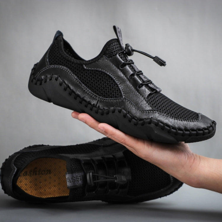 Large Size Men Summer Casual Mesh Breathable Sandals Outdoor Foot Lazy Shoes, Size: 44(Black)