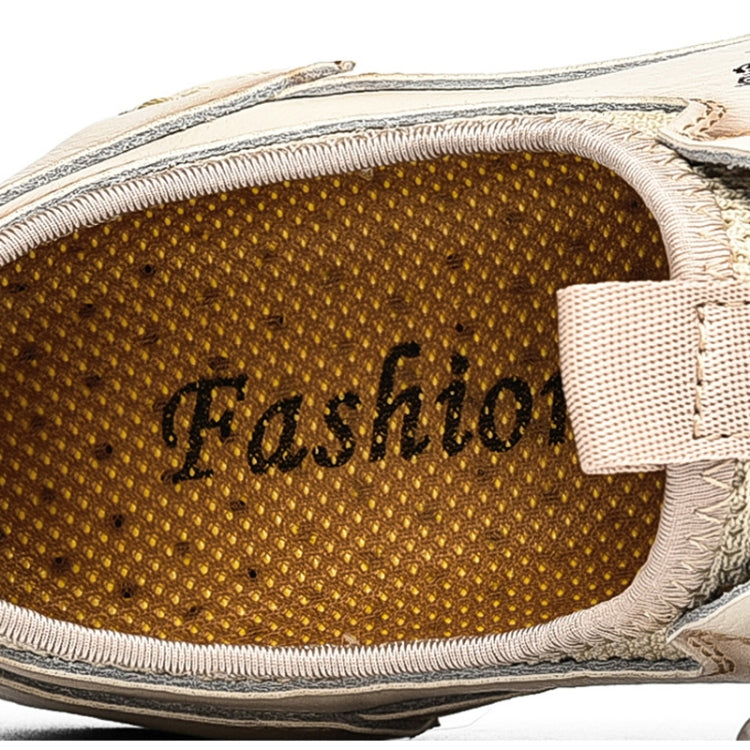 Men Casual Cowhide Soft Sole Peas Shoes Breathable Mesh Leather Shoes, Size: 45