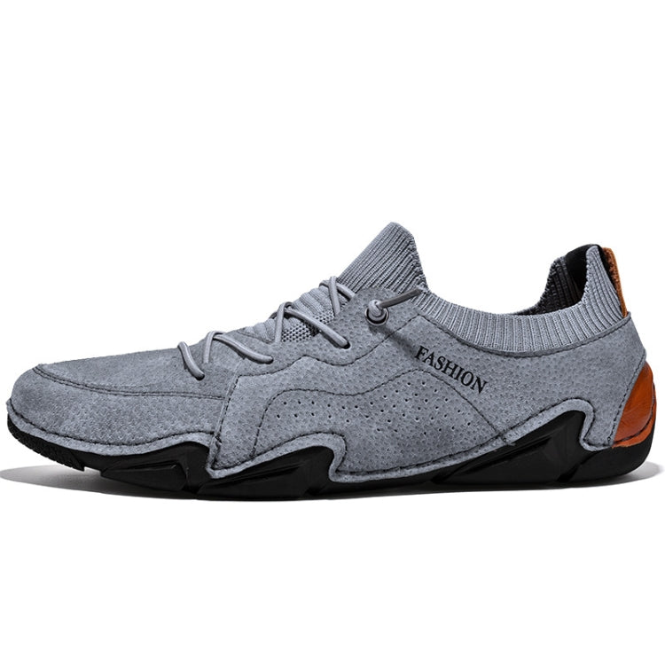 Men Pigskin Soft Sole Casual Breathable Sports Peas Shoes Lazy Leather Shoes, Size: 43(Black)