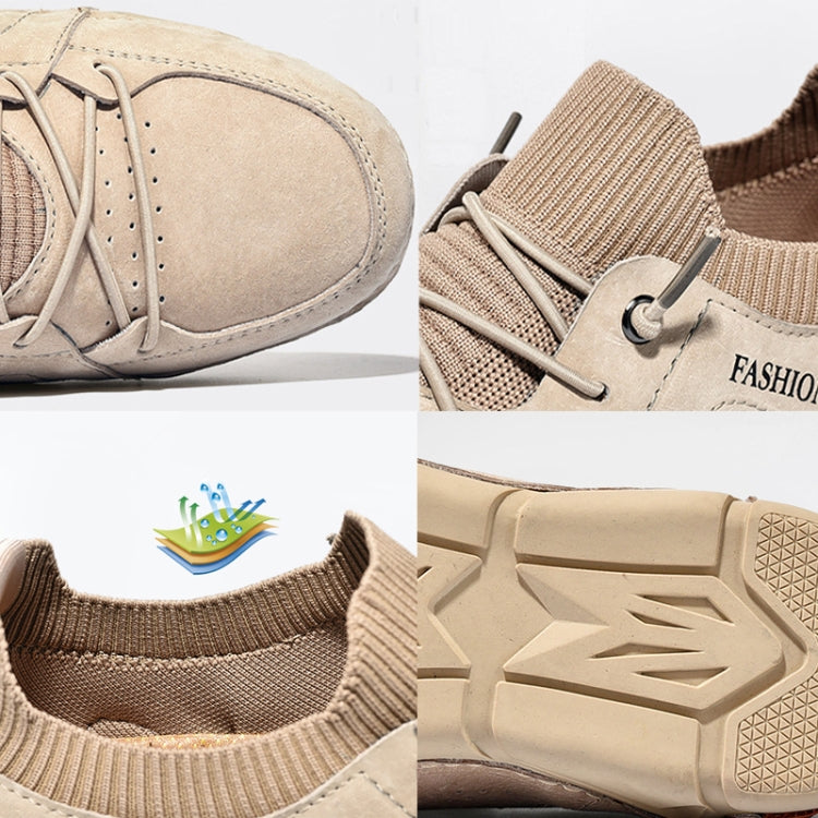 Men Pigskin Soft Sole Casual Breathable Sports Peas Shoes Lazy Leather Shoes, Size: 43(Black)