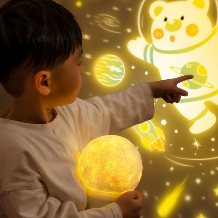 Moon Lamp Cartoon Fantasy Starry Sky Projector Lamp Indoor Atmosphere Colorful Night Light, Style: Music Box