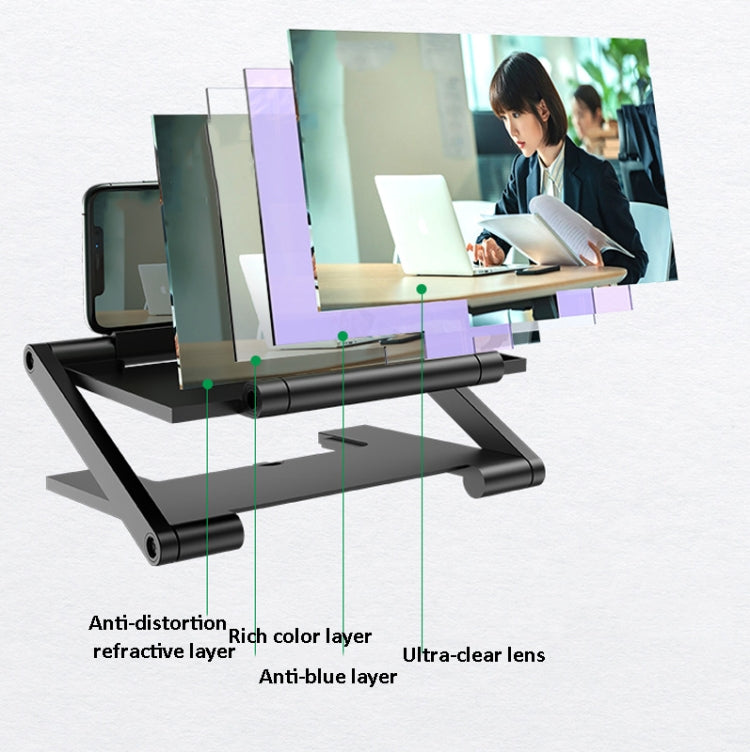 Folding Pull-Out Lifting Mobile Phone Screen High-Definition Amplifier Anti-Blue Light 3D  Amplifier   8 Inch (White)