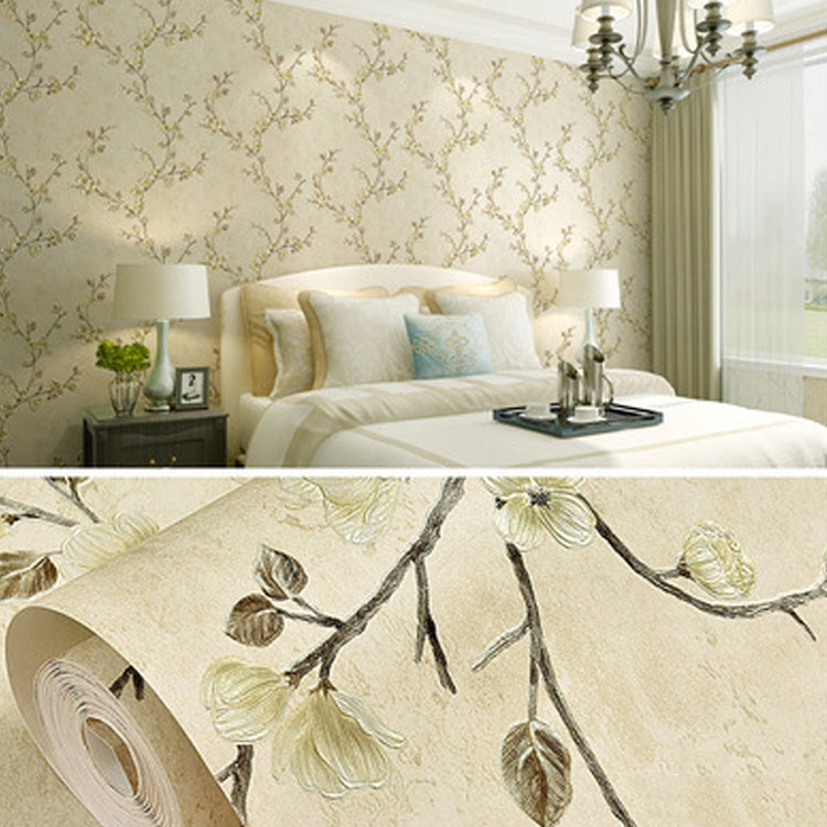 0.53x3m Retro 3D Stereo Plum Blossom Wallpaper Bedroom Living Room TV Background Wall Self-Adhesive Wallpaper