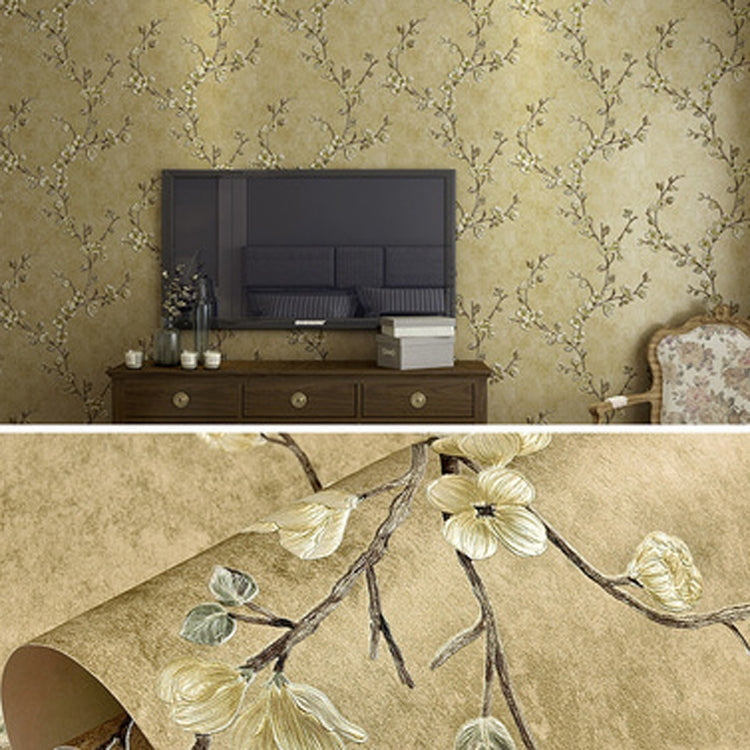0.53x3m Retro 3D Stereo Plum Blossom Wallpaper Bedroom Living Room TV Background Wall Self-Adhesive Wallpaper