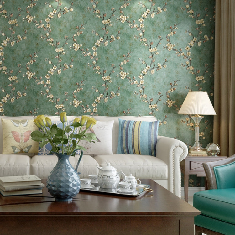 0.53x3m Retro 3D Stereo Plum Blossom Wallpaper Bedroom Living Room TV Background Wall Self-Adhesive Wallpaper