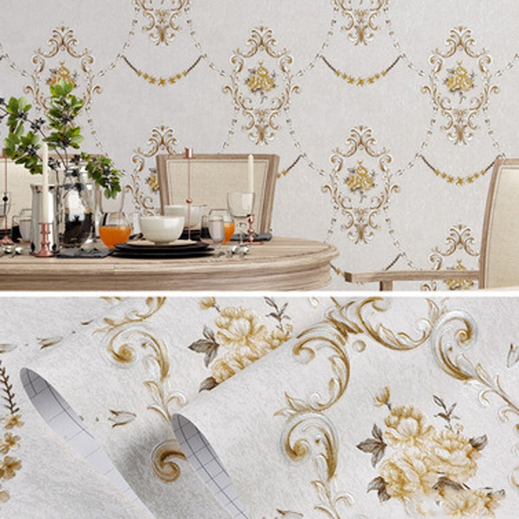 Retro Pastoral Non-Woven Fabric Self-Adhesive Wallpaper Thicken Bedroom Living Room Background  Wallpaper, Specification: 0.53 x 3 Meters