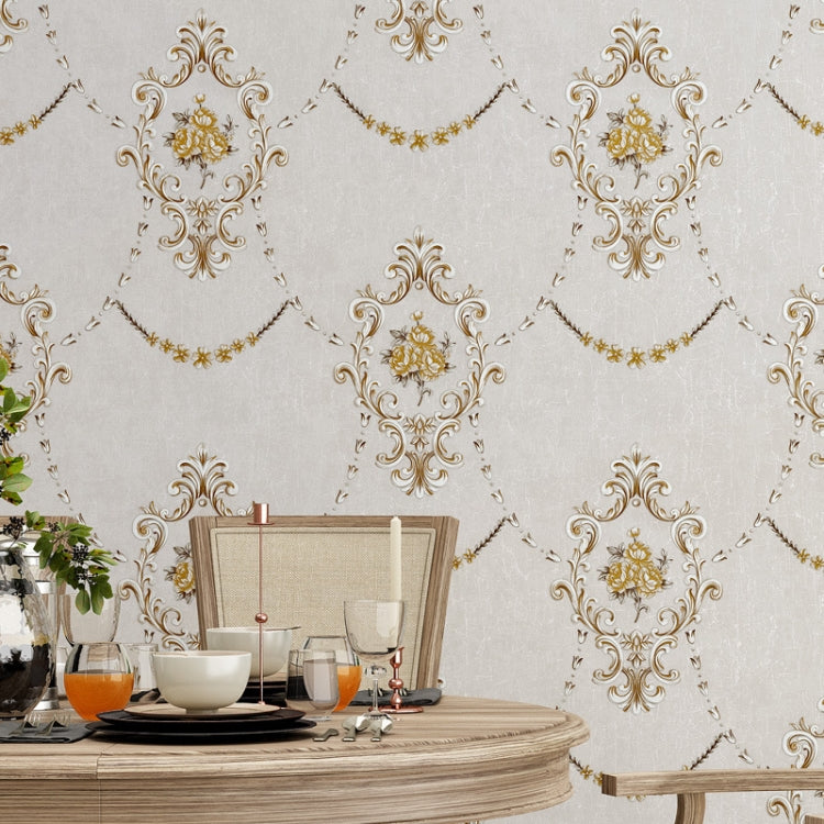 Retro Pastoral Non-Woven Fabric Self-Adhesive Wallpaper Thicken Bedroom Living Room Background  Wallpaper, Specification: 0.53 x 3 Meters
