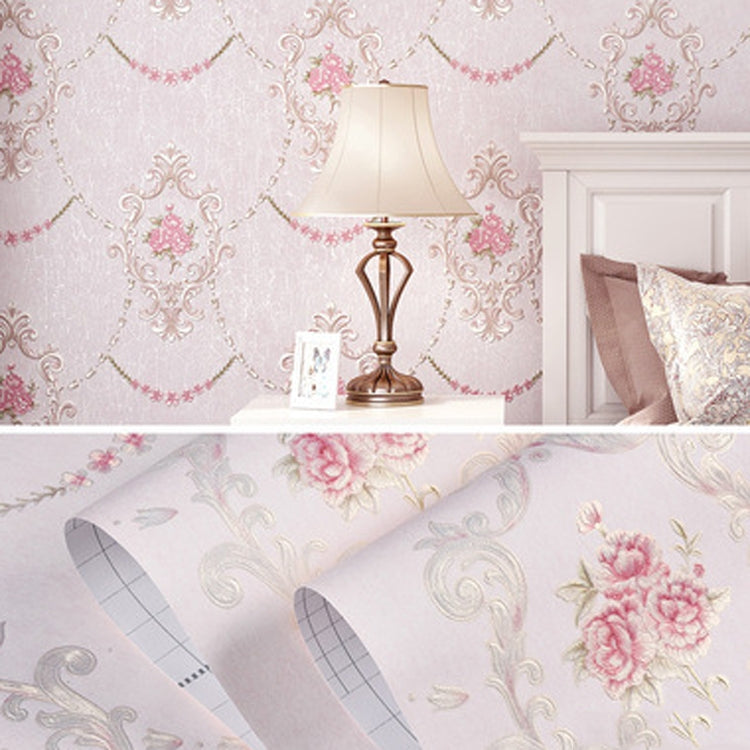 Retro Pastoral Non-Woven Fabric Self-Adhesive Wallpaper Thicken Bedroom Living Room Background  Wallpaper, Specification: 0.53 x 3 Meters