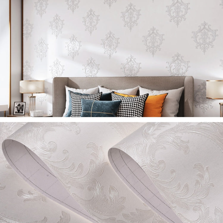 Damascus Self-Adhesive Embossed Wallpaper Thick 3D Non-Woven Fabric Fine Embossed Bedroom Wallpaper, Specification: 0.53 x 3 Meters