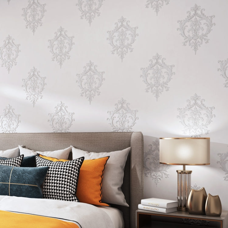 Damascus Self-Adhesive Embossed Wallpaper Thick 3D Non-Woven Fabric Fine Embossed Bedroom Wallpaper, Specification: 0.53 x 3 Meters