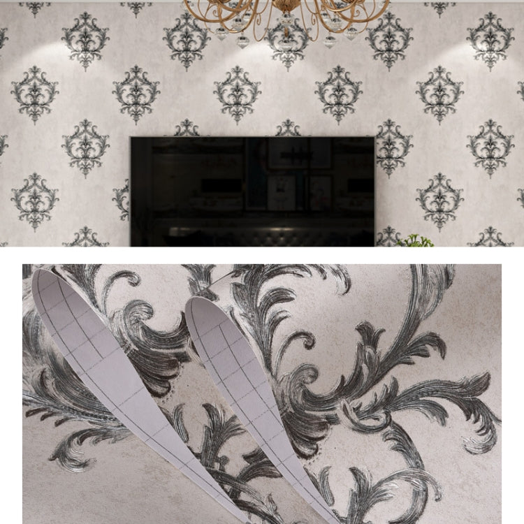 Damascus Self-Adhesive Embossed Wallpaper Thick 3D Non-Woven Fabric Fine Embossed Bedroom Wallpaper, Specification: 0.53 x 3 Meters