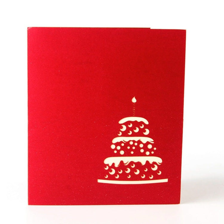 2 PCS 3D Three-Dimensional Cake Birthday Card Children Handmade Gift Small Card