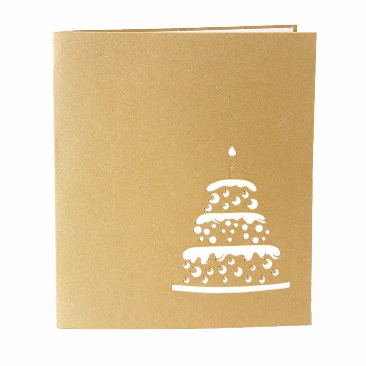 2 PCS 3D Three-Dimensional Cake Birthday Card Children Handmade Gift Small Card