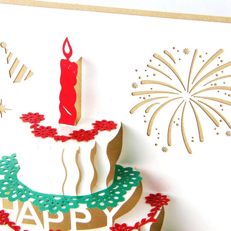 2 PCS 3D Three-Dimensional Cake Birthday Card Children Handmade Gift Small Card