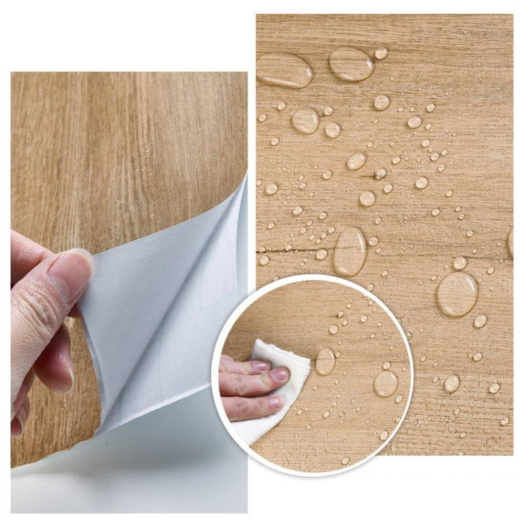 Wardrobe Furniture PVC Waterproof Antifouling Wood Grain Self-Adhesive Stickers, Specification: 60cm x 5m