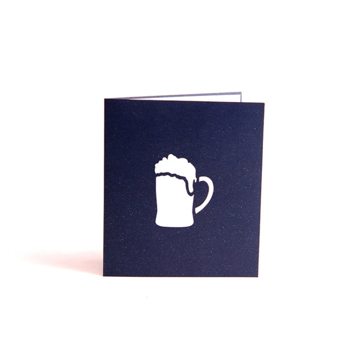 2 PCS Father Day 3D Stereo Beer Greeting Card Handmade Paper Carving Hollow Ming Card