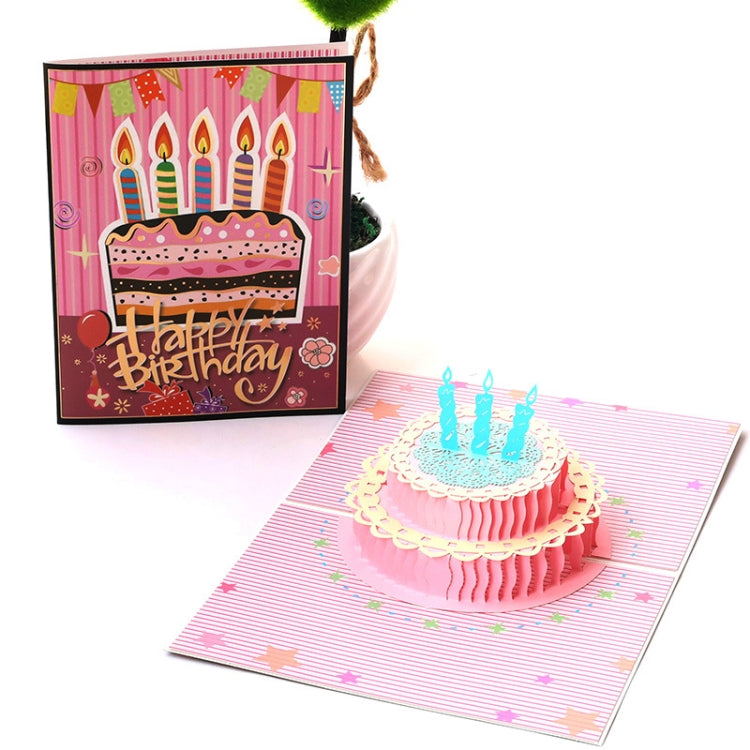 2 PCS Three-Dimensional Greeting Card 3D Color Gorgeous Cake Birthday Card