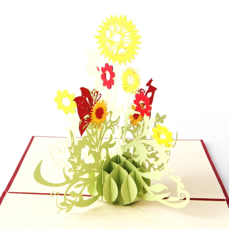 2 PCS Thanksgiving Three-Dimensional Greeting Card 3D Three-Dimensional Sunflower Handmade Small Card