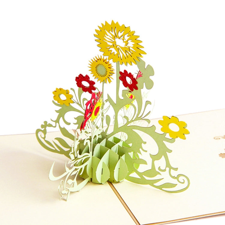 2 PCS Thanksgiving Three-Dimensional Greeting Card 3D Three-Dimensional Sunflower Handmade Small Card