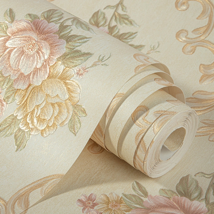 0.53 x 3m 3D Pastoral Style Wallpaper Bedroom Living Room Non-Woven Fabric Self-Adhesive Wall Sticker