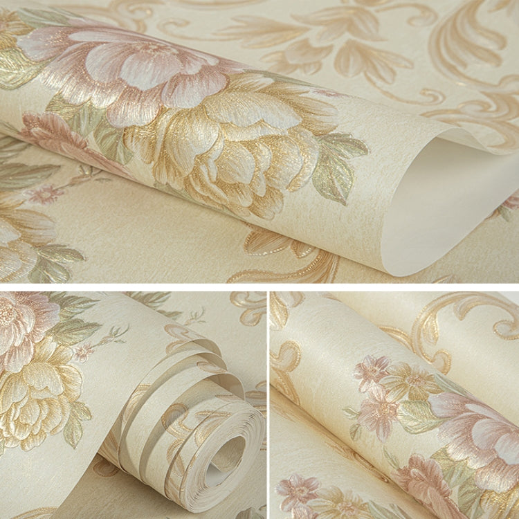 0.53 x 3m 3D Pastoral Style Wallpaper Bedroom Living Room Non-Woven Fabric Self-Adhesive Wall Sticker