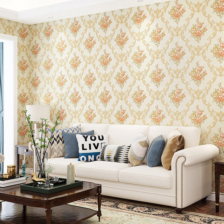 0.53 x 3m 3D Pastoral Style Wallpaper Bedroom Living Room Non-Woven Fabric Self-Adhesive Wall Sticker