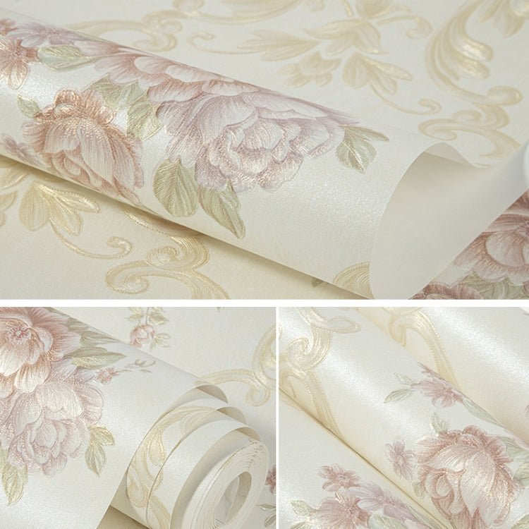 0.53 x 3m 3D Pastoral Style Wallpaper Bedroom Living Room Non-Woven Fabric Self-Adhesive Wall Sticker