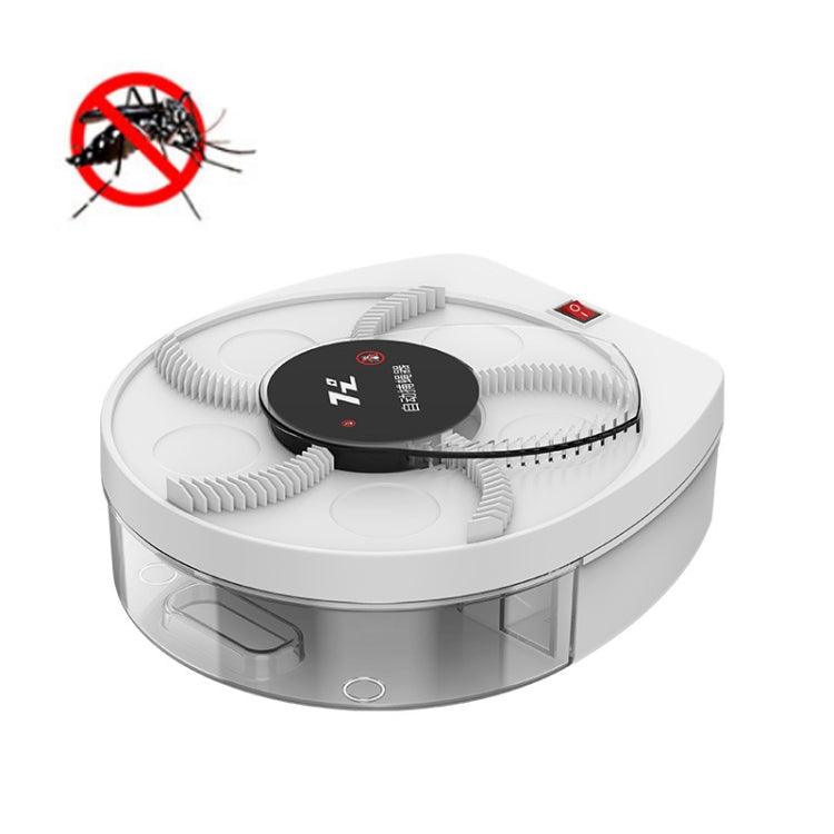Wall-Mounted Trapping Fly Trap Automatic Fan Blade Commercial Wireless Fly-Killing Lamp Restaurant Indoor Fly Trap Rechargeable+Wall Hanging Board (White)