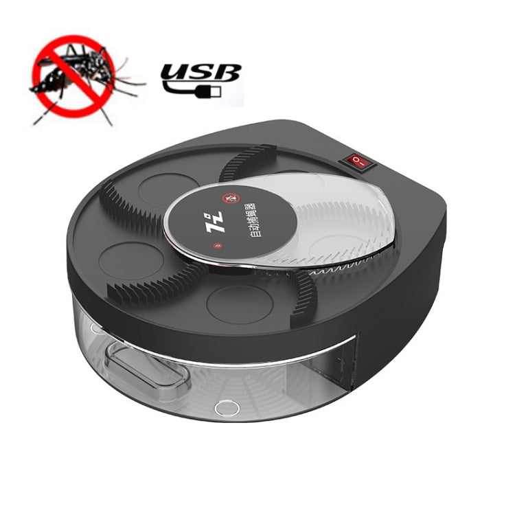 Wall-Mounted Trapping Fly Trap Automatic Fan Blade Commercial Wireless Fly-Killing Lamp Restaurant Indoor Fly Trap USB Wall Hanging Board(Black)