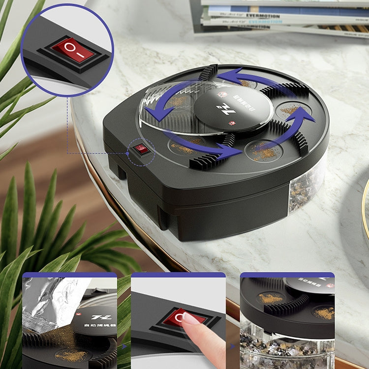 Wall-Mounted Trapping Fly Trap Automatic Fan Blade Commercial Wireless Fly-Killing Lamp Restaurant Indoor Fly Trap USB Wall Hanging Board(Black)
