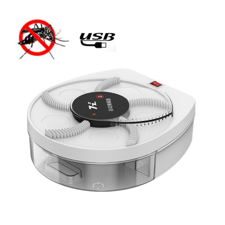 Wall-Mounted Trapping Fly Trap Automatic Fan Blade Commercial Wireless Fly-Killing Lamp Restaurant Indoor Fly Trap USB Wall Hanging Board (White)