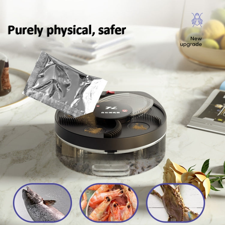 Wall-Mounted Trapping Fly Trap Automatic Fan Blade Commercial Wireless Fly-Killing Lamp Restaurant Indoor Fly Trap USB Wall Hanging Board (White)