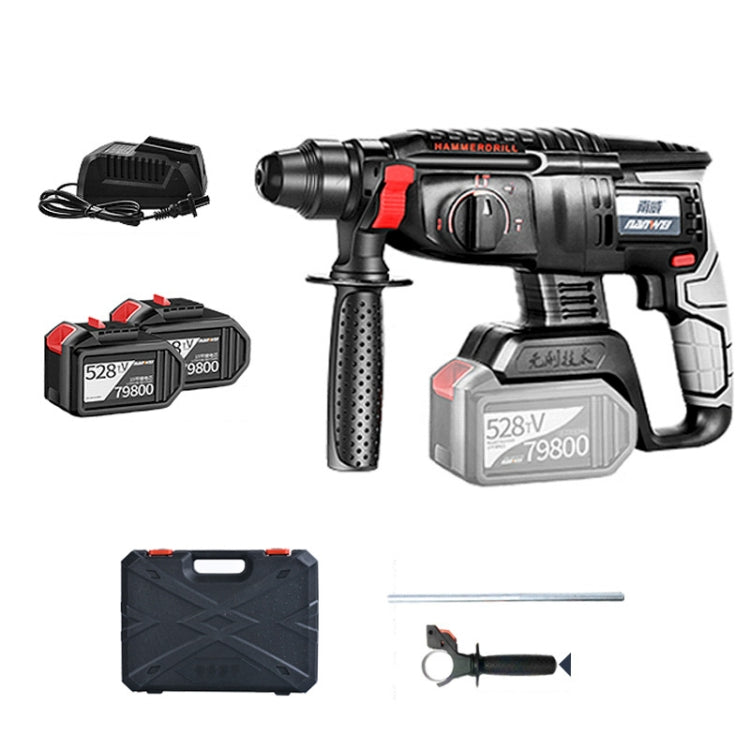 NANWEI Industrial Grade Brushless Impact Drill Multi-Function Wireless Lithium Battery Dual-Use Electric Drill, CN Plug(528TV Lithium 2 Batteries 1 Charger)