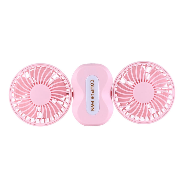 XMQ-FS01 USB Double Head Mini Folding Handheld Portable Fan with Night Light(Pink)